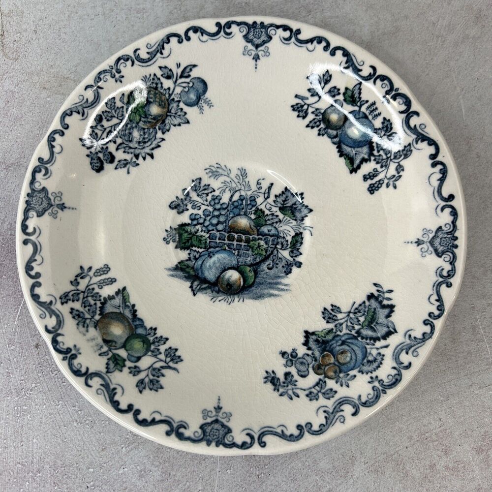 Mason's Blue Fruit Basket Saucers Vintage 1940s